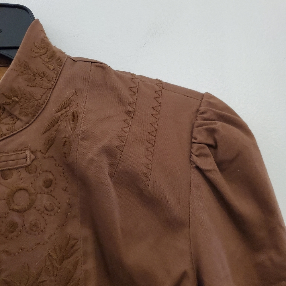 BCBG MaxAzria Brown Foral Embroidered Blazer S - Picture 8 of 12